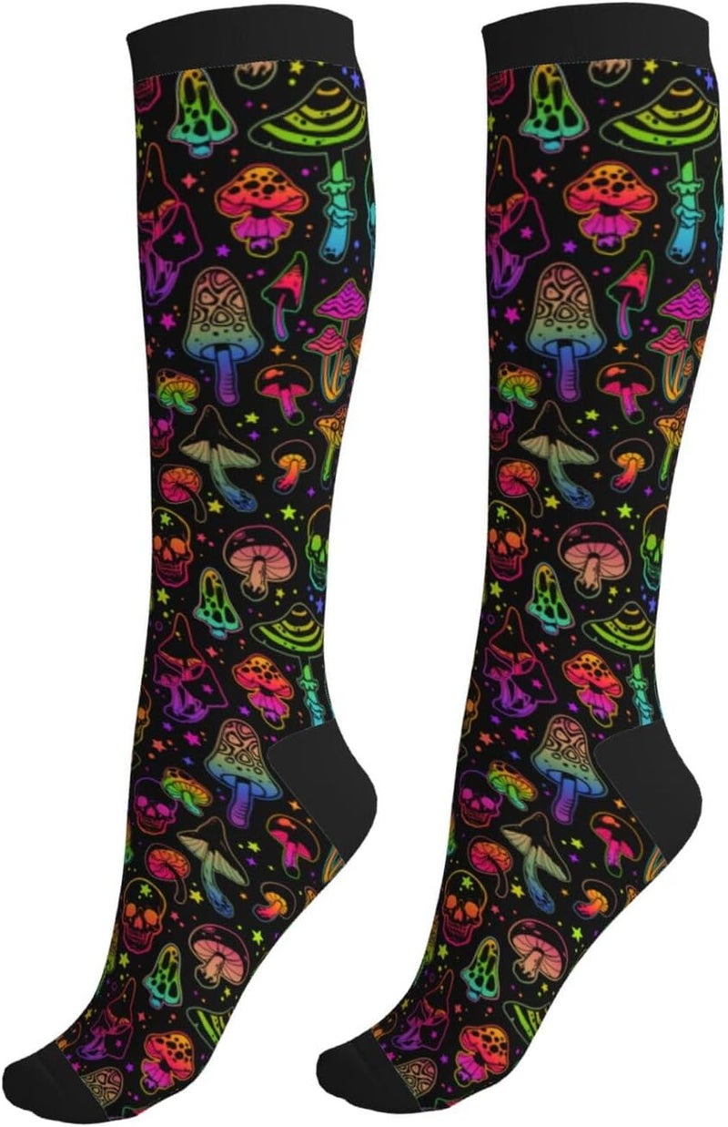 Figtihw Tie Dye Compression Socks Knee High Support Socks For Women Men Running Athletic Hiking - Image 1